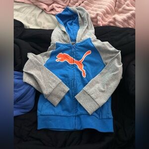 Puma Gray and Blue Hoodie with Orange Detail